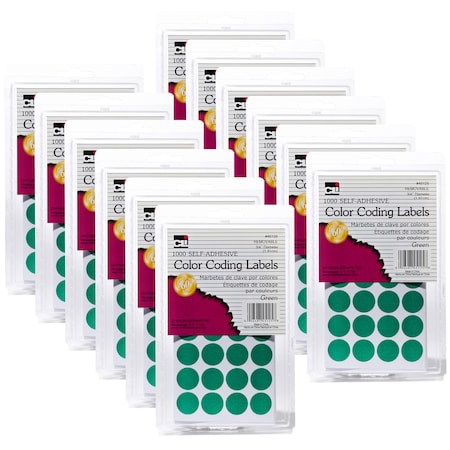 Charles Leonard Color Coding Labels, 3/4in, Green, PK12000 45125